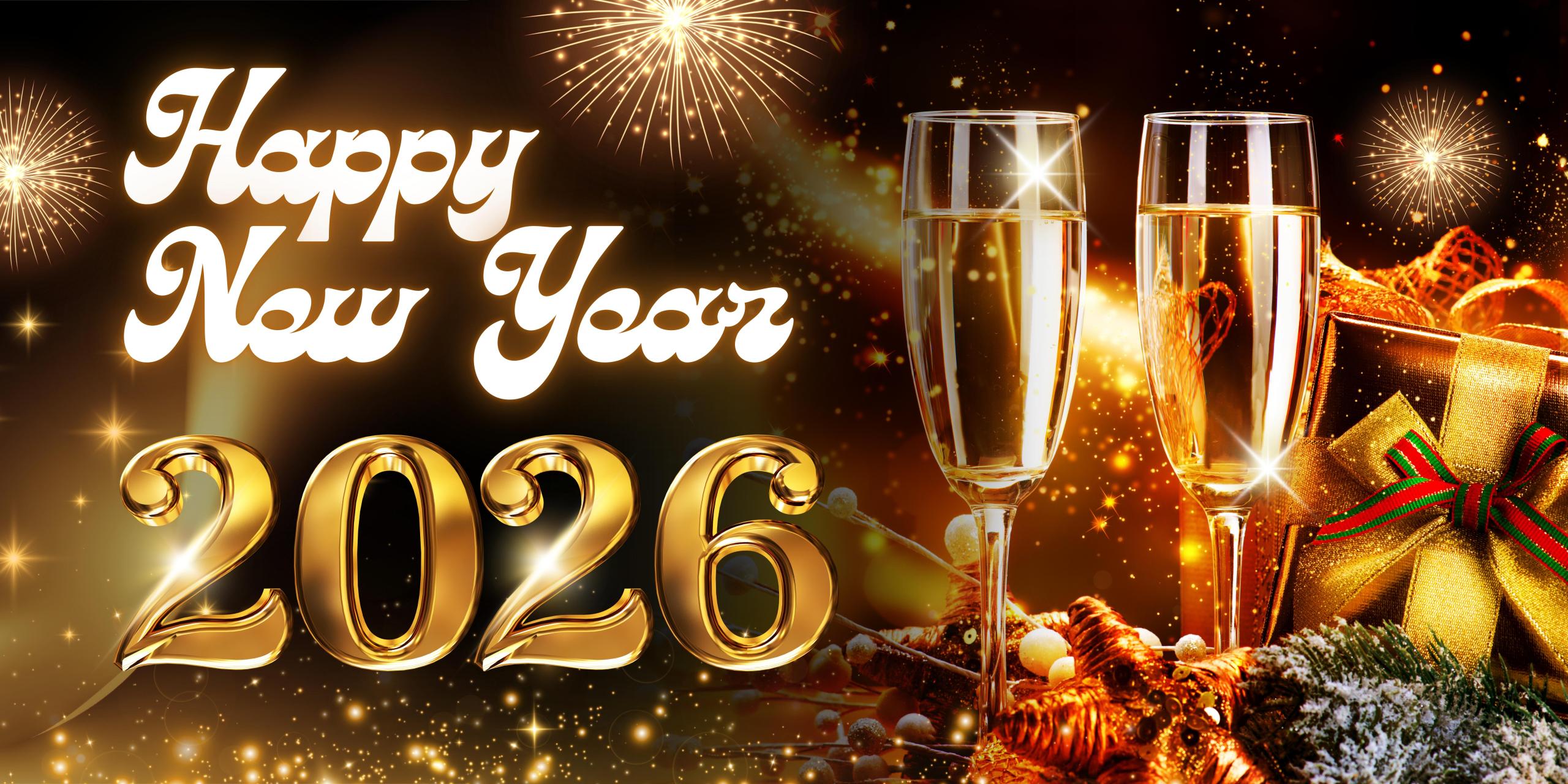 Gold and Black Modern Happy New Year Banner